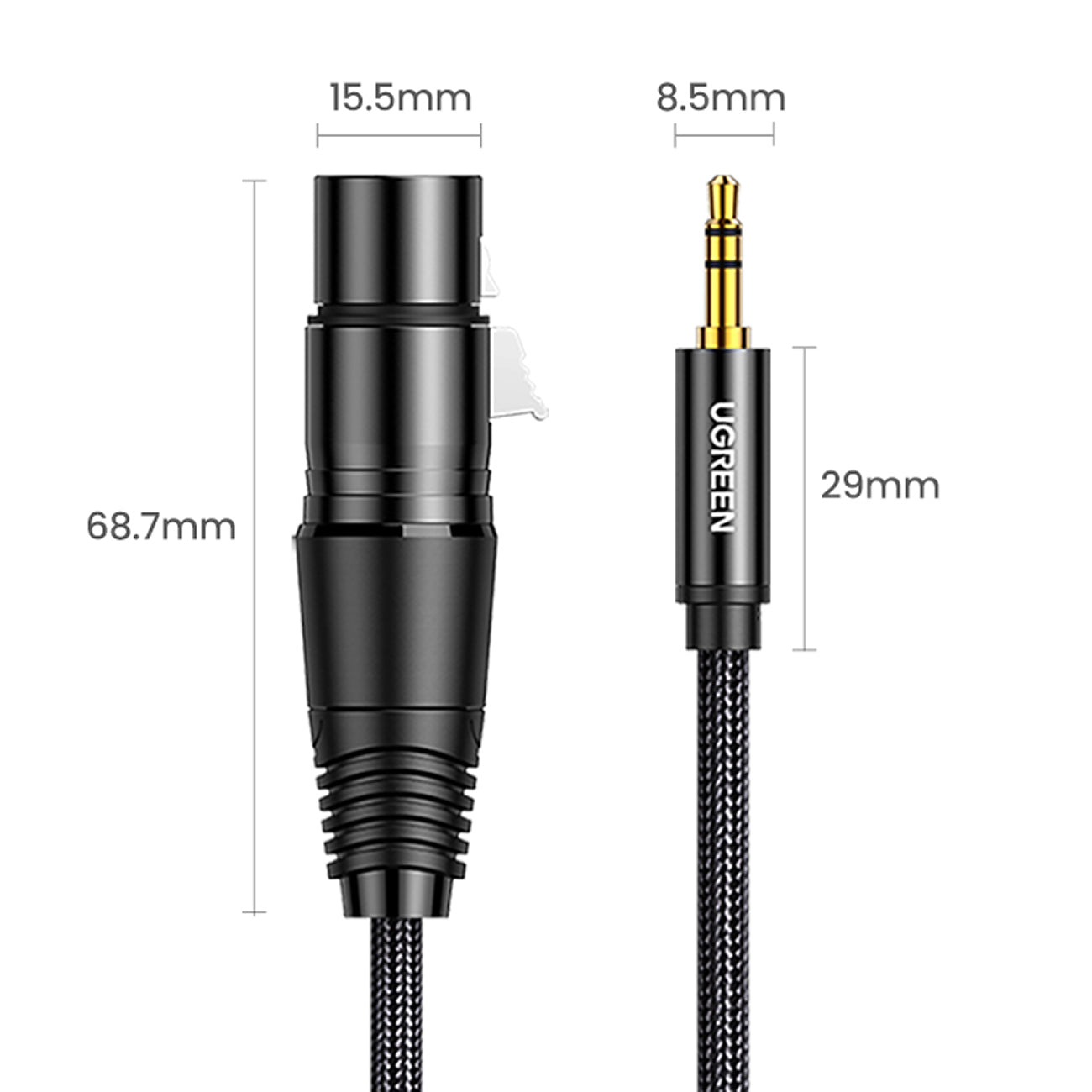 Ugreen Audio Cable 3.5mm Mini Jack (Male) to XLR (Female) 1M Black - 20763