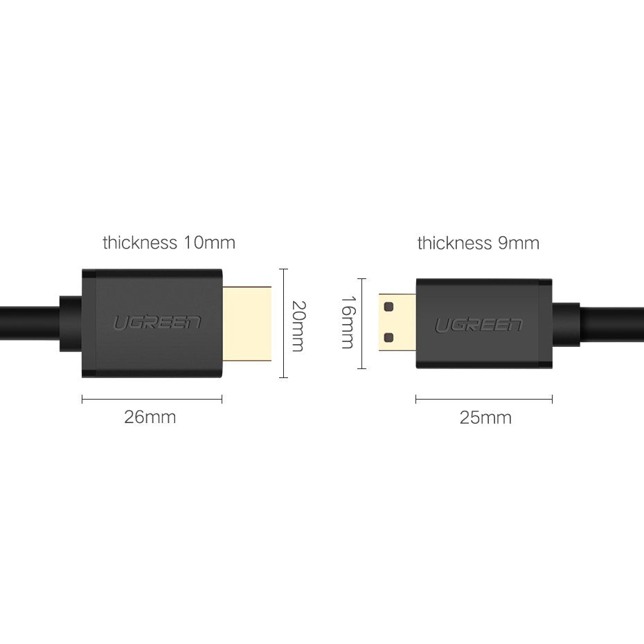UGREEN MINI HDMI TO HDMI CABLE 1.5M BLACK - 11167