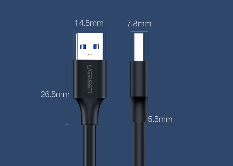 Ugreen Cable USB 2.0 Cable (male) - USB 2.0 (male) 1M Black - 10309