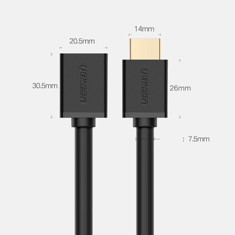 Ugreen 4K 3D HDMI Male to Female Extension Cable (0.5M) - 10140