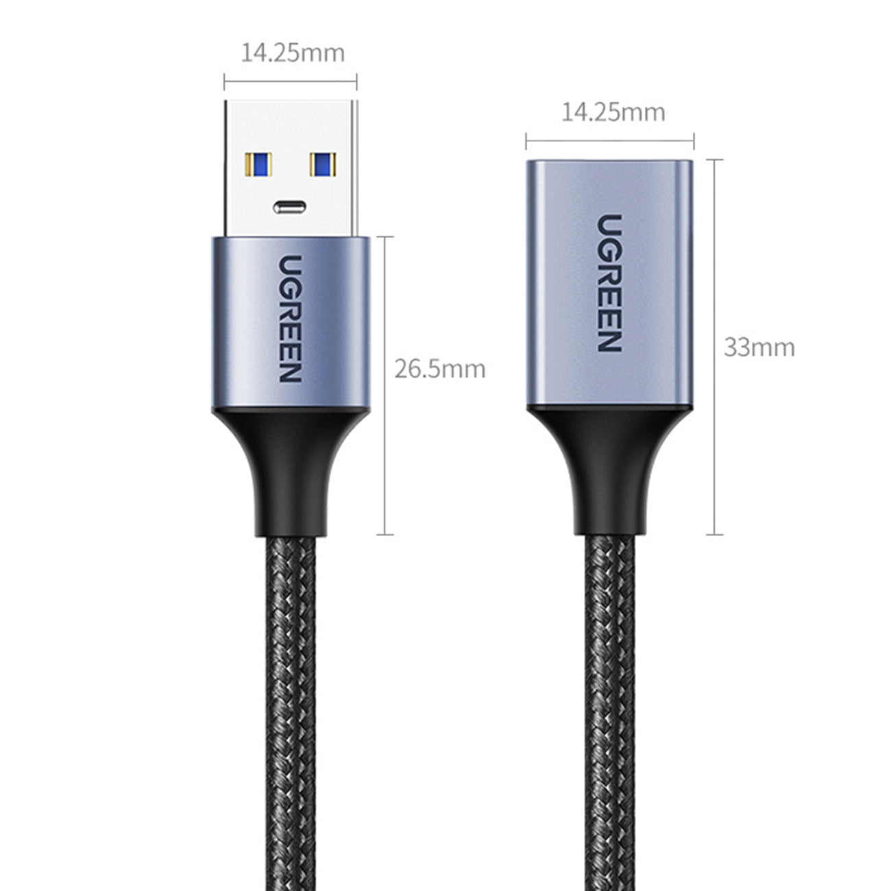 Ugreen extension cable adapter USB (male) - USB (female) 3.0 5Gb/s 0.5M Aluminum Case Gray - 10494