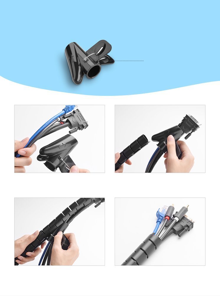 Ugreen Cable Management Spiral 1.5m. Length & 25mm Diameter - 30818 , Black