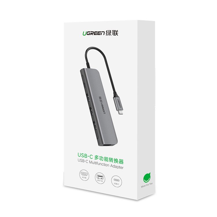 Ugreen multifunctional HUB USB Type C 3.0 Power Delivery 3x USB 3.0 / HDMI Gray 50209