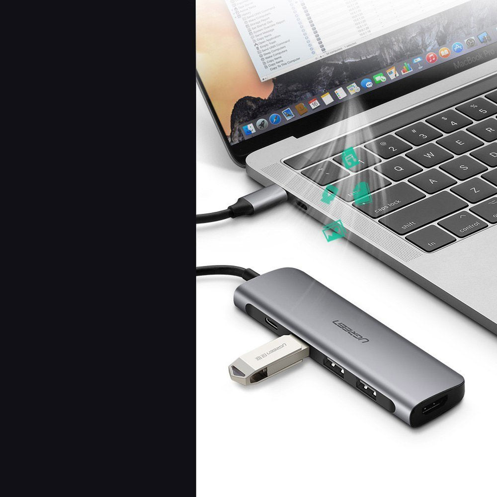Ugreen multifunctional HUB USB Type C 3.0 Power Delivery 3x USB 3.0 / HDMI Gray 50209