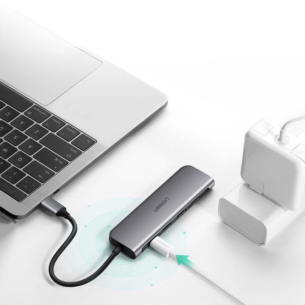 Ugreen multifunctional HUB USB Type C 3.0 Power Delivery 3x USB 3.0 / HDMI Gray 50209