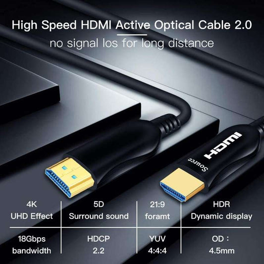 HDMI Optical Cable Support 4K.@60Hz/4:4:4 HDR HDCP High Speed 18Gbps HDMI Lead 16Ft/5M -30M