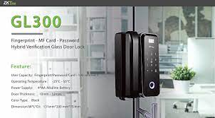 BATTERY WIFI GLAS Fingerprint · IC Card · Password Hybrid Verification Glass Door Lock