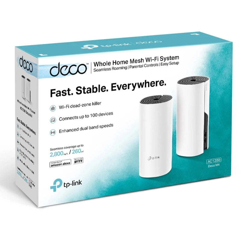 TP-Link Deco M4 AC1200 Dual Band Whole Home Mesh Wi-Fi System Seamless Roaming Speedy Router & Wi-Fi Booster 2-Pack