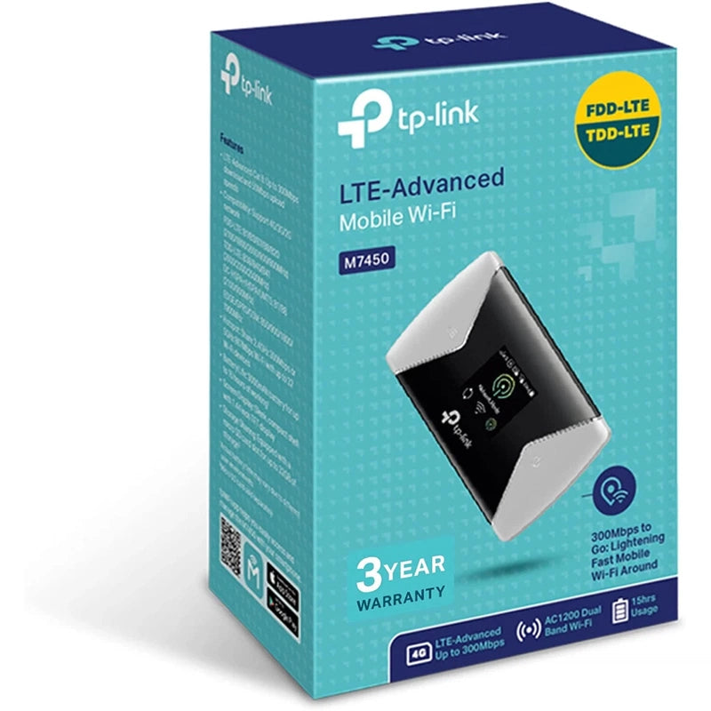 TP-Link M7450 4G+ MiFi SD Card Slot LTE-Advanced Cat6 with up to 300Mbps Up to 32 Devices