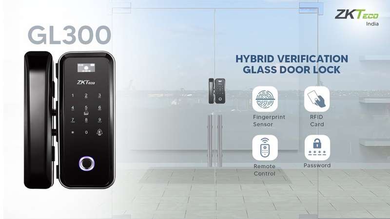 BATTERY WIFI GLAS Fingerprint · IC Card · Password Hybrid Verification Glass Door Lock