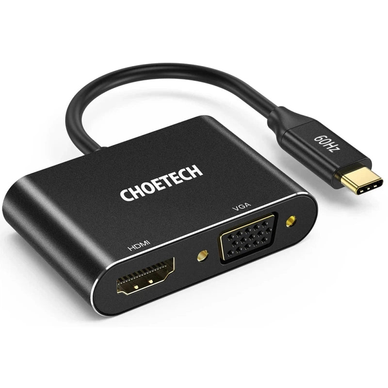 Choetech HUB-M17 USB 3.1 Type C To HDMI & VGA Adapter - Black