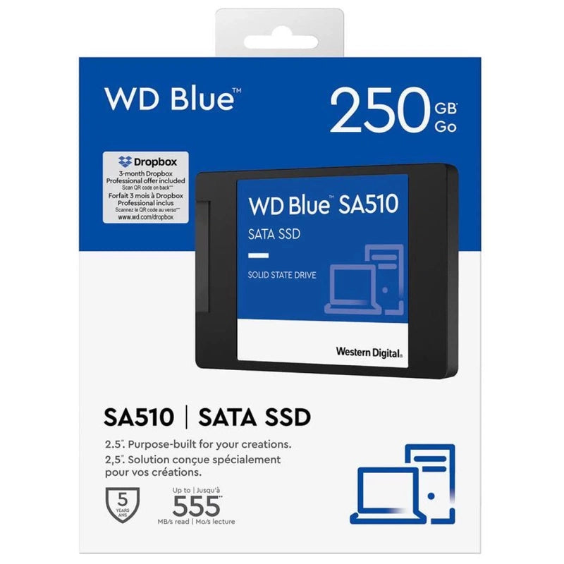 WD Blue SA510 250GB SATA Internal Solid State Drive SSD 2.5"/7mm Up to 555 MB/s