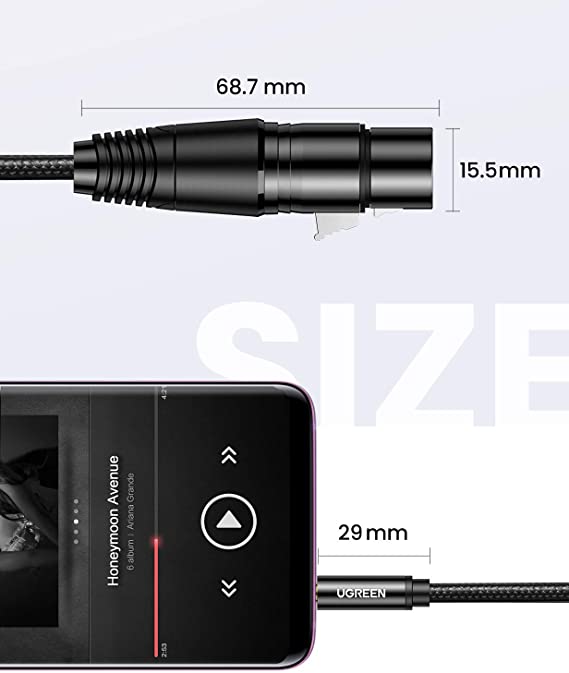 Ugreen Audio Cable 3.5mm Mini Jack (Male) to XLR (Female) 1M Black - 20763