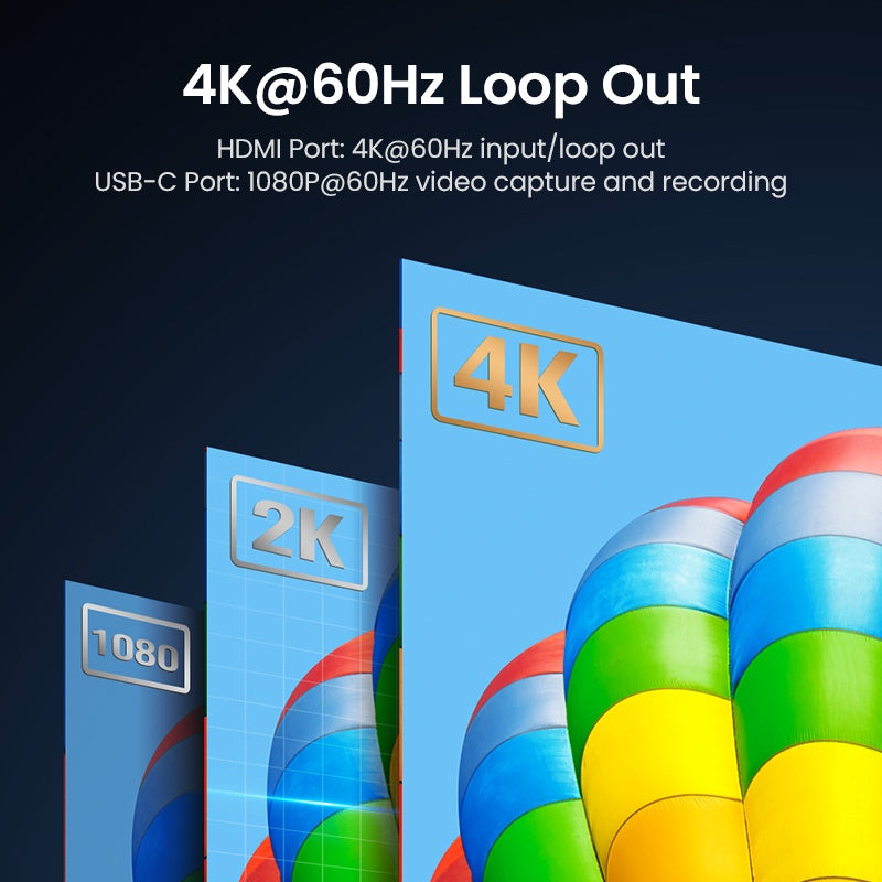 UGREEN - 10937 AUDIO VIDEO CAPTURE CARD MIC+HEADPHONE 4K/60HZ HDMI