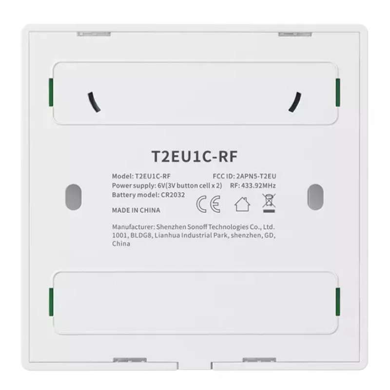 SONOFF T2EU2C-RF Wall switch with RF function 433MHz 2 buttons FACE PLATE