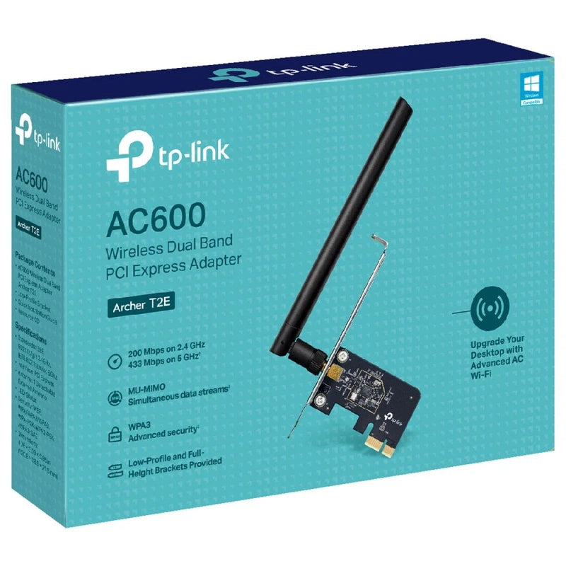 TP-Link Archer T2E AC600 PCIe WiFi Card Dual Band Wireless High-Gain Antenna