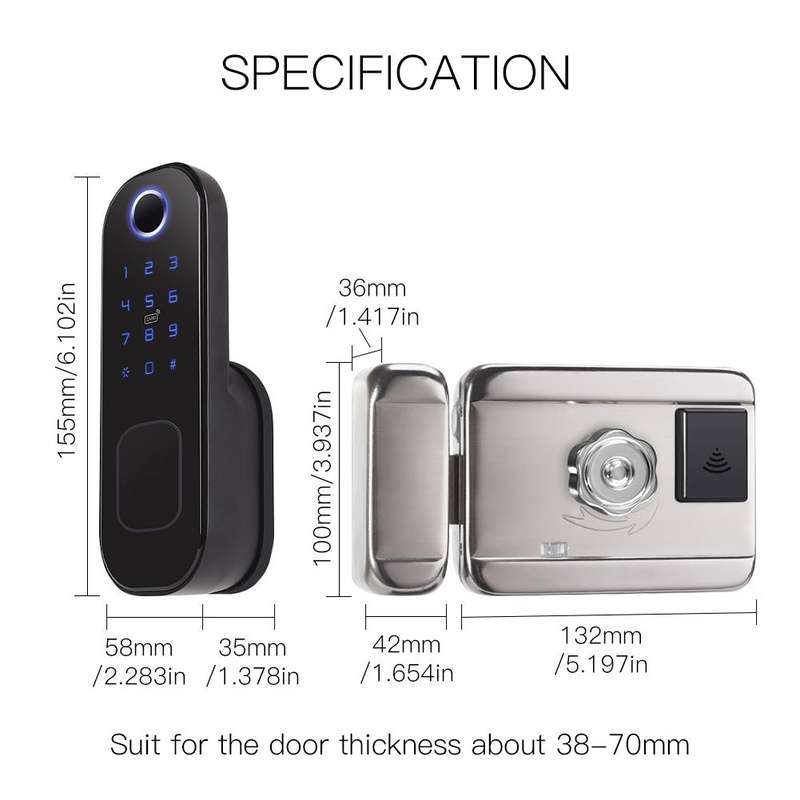 DC12V Single Cylinder Fingerprint Touchscreen Keypad Door Lock HR-FC188L