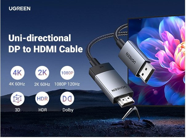 UGREEN - 15774 DP TO HDMI 4K CABLE 2M