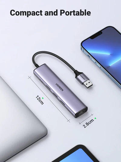 Ugreen 5-in-1 USB 3.0 Hub with Ethernet Adapter - Driver-Free - 60554