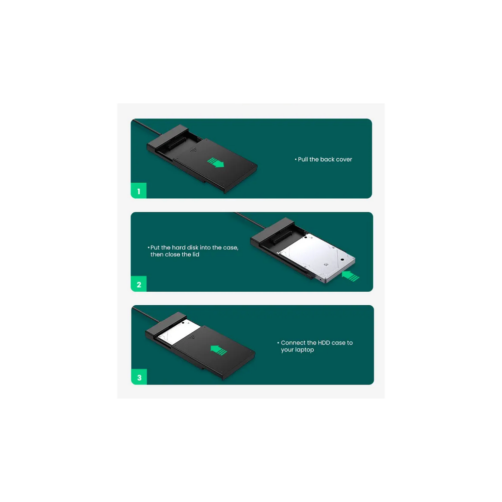 UGREEN - 60735 USB 3.1 2.5" HARD DRIVE ENCLOSURE 6G WITH USB-A TO USB-C CABLE + USB-C TO USB-C CABLE