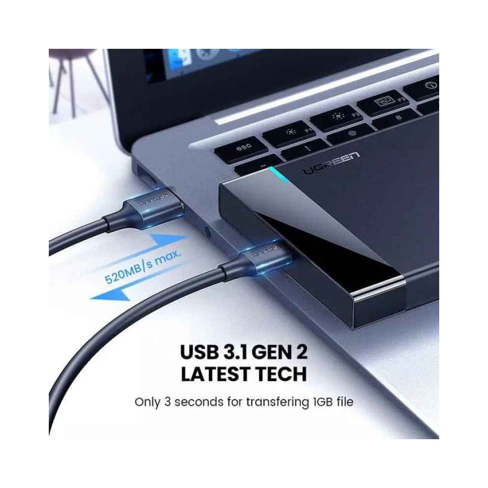UGREEN - 60735 USB 3.1 2.5" HARD DRIVE ENCLOSURE 6G WITH USB-A TO USB-C CABLE + USB-C TO USB-C CABLE