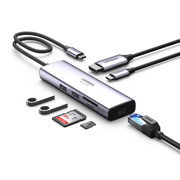 Ugreen 7-in-1 USB-C Hub (4K@60Hz HDMI, RJ45 Ethernet) - 60515
