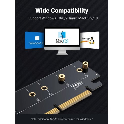 Ugreen expansion card adapter PCI-E 4.0 x16 to M.2 NVMe M-Key black - 30715