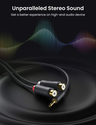 Ugreen audio adapter jack 3.5mm male to 2xRCA female cable 0.25m gray - 10547