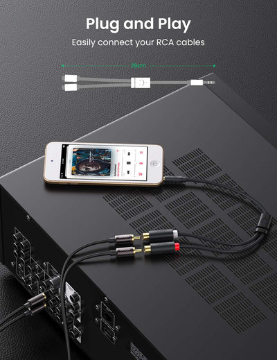 Ugreen audio adapter jack 3.5mm male to 2xRCA female cable 0.25m gray - 10547