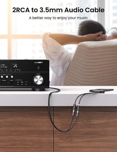 Ugreen audio adapter jack 3.5mm male to 2xRCA female cable 0.25m gray - 10547