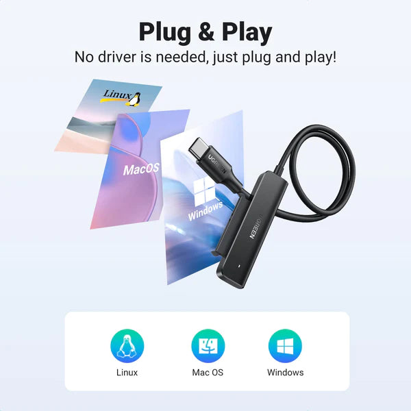 Ugreen adapter 2.5 '' SATA III 3.0 HDD SSD - USB Type C 3.2 Gen 1 (SuperSpeed USB 5 Gbps) adapter black - 70610