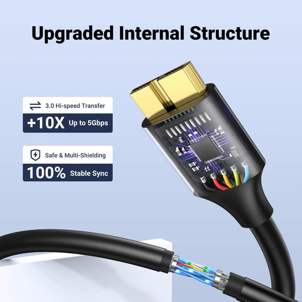 Ugreen USB 3.0 to Micro USB-B Hard Drive Cable 0.5M - 10840