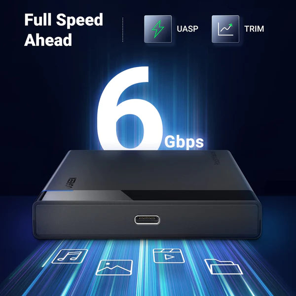 Ugreen adapter enclosure for SATA 2.5'' 6TB drive USB-C 3.0 black - 50743