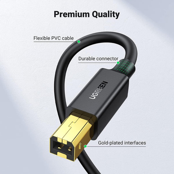 Ugreen USB to USB-B Lead 24K Gold Printer Cable 1.5M - 10350