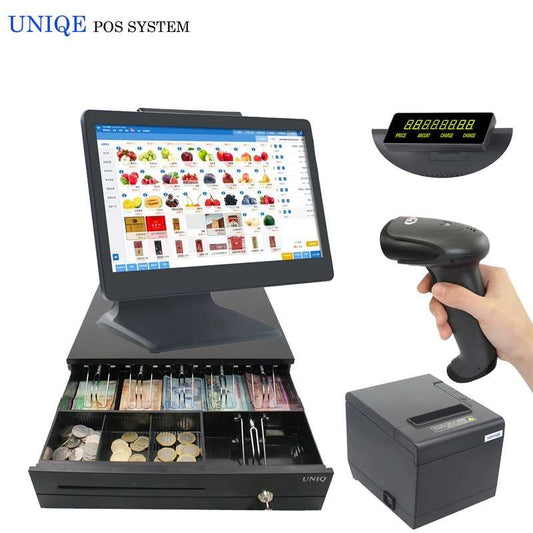نقطة بيع متكاملة - جهاز كمبيوتر الكل في واحد شاشة لمس - برنامج نقاط البيع - طابعة حرارية - قارئ باركود - صندوق نقد