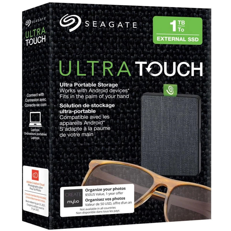 Seagate Ultra Touch 1TB Portable HDD USB-C & USB 3.0 - Black