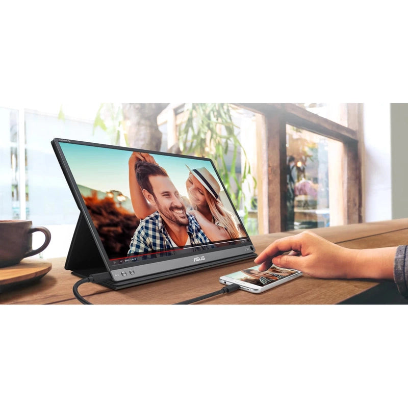 ASUS MB16AP ZenScreen 15.6” IPS Full HD USB Type-C Portable Monitor with Foldable Smart Case - Dark Gray